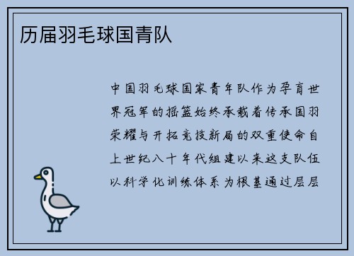 历届羽毛球国青队